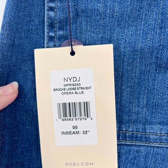 nydj Brooke loose straight jeans color opera blue new size 00 - Picture 6 of 11